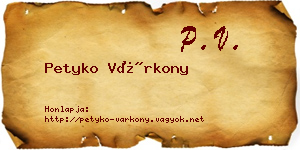 Petyko Várkony névjegykártya